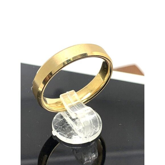 Men's Wedding Band Gold Tone Tungsten 5mm Ring Size 11 - Picture 3 of 14